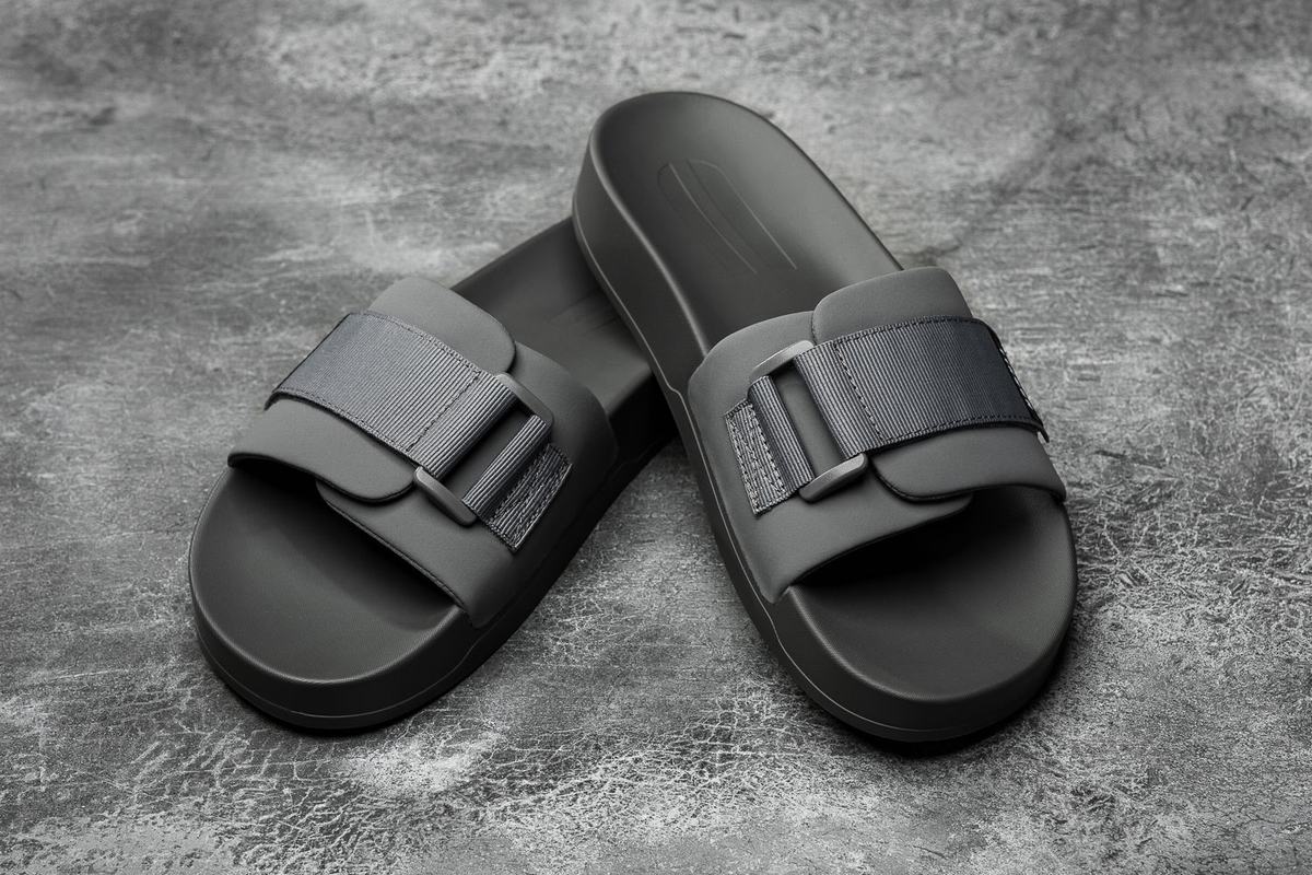 Nobull Adjustable Men's Slides Dark Grey | Australia (EM2390)